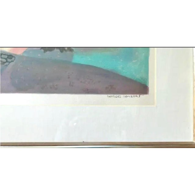 Wood Original Mid Century Georges Lambert Lithograph, Landscape - Village Provencal, Signed and Numbered For Sale - Image 7 of 11