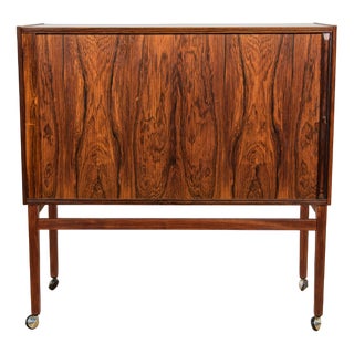 Mid-Century Rosewood Bar with Roller Doors, Denmark, 1960s For Sale