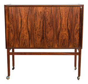 Mid-Century Rosewood Bar with Roller Doors, Denmark, 1960s