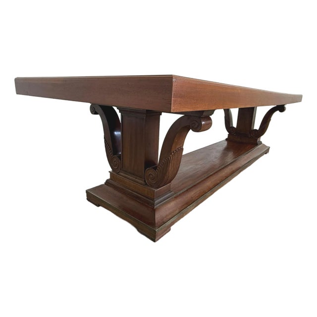 Massive French Art Deco Walnut Dining Table For Sale