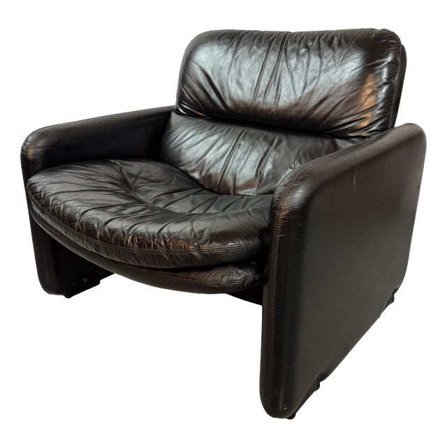 Black Leather Armchair by Titina Ammannati & Giampiero Vitelli for Brunati, Italy, 1970s For Sale