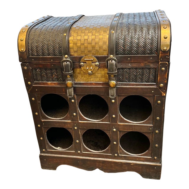 Vintage Treasure Chest / Steamer Trunk Style Wine Holder Chairish