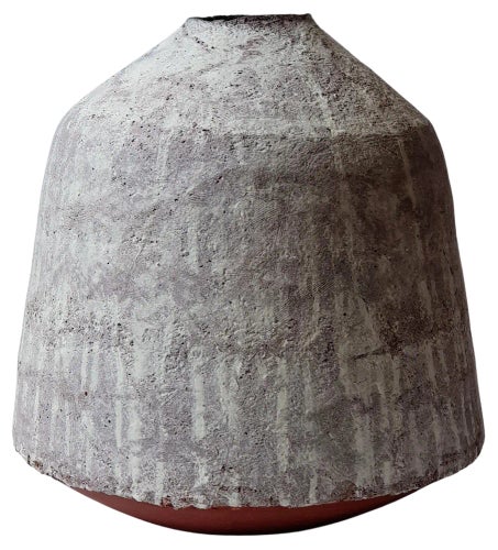 White Patina Stoneware Pithos Vase by Elena Vasilantonaki