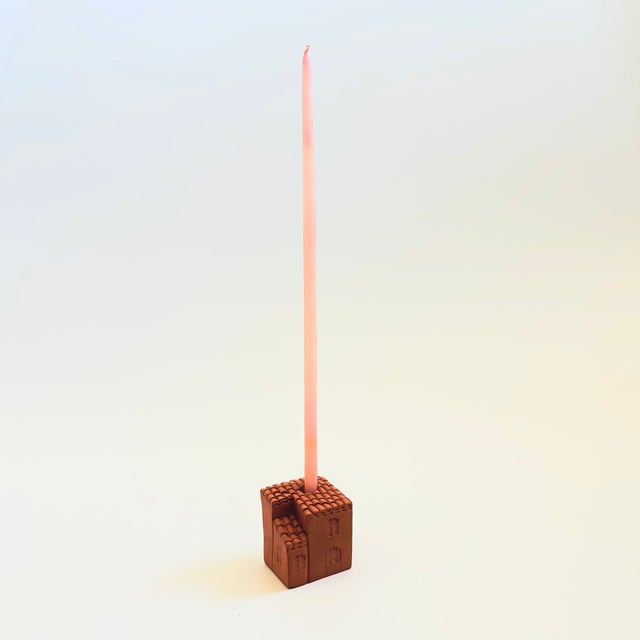 Contemporary Terra Cotta House Pottery Candle Holder - Tiny Taper For Sale - Image 3 of 10