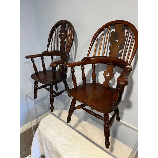 Pair of Antique English Windsor Child's Chairs For Sale - Image 11 of 12