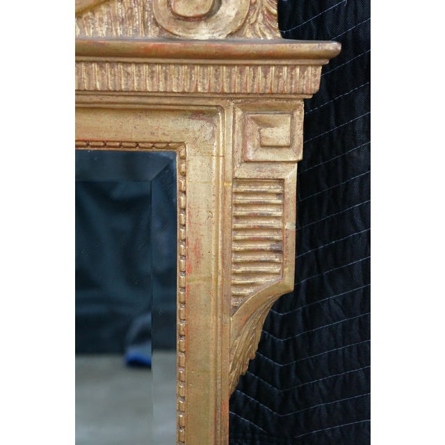 Gold Vintage French Louis XVI Neoclassical Gilt Wall Hanging Mirror Mirror Fair 56" For Sale - Image 8 of 16