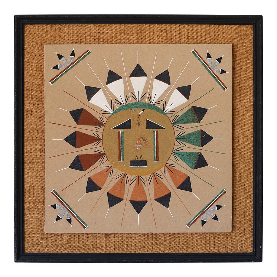 Large Vintage Modernist Hopi Kachina Sand Art Wall Hanging Chairish