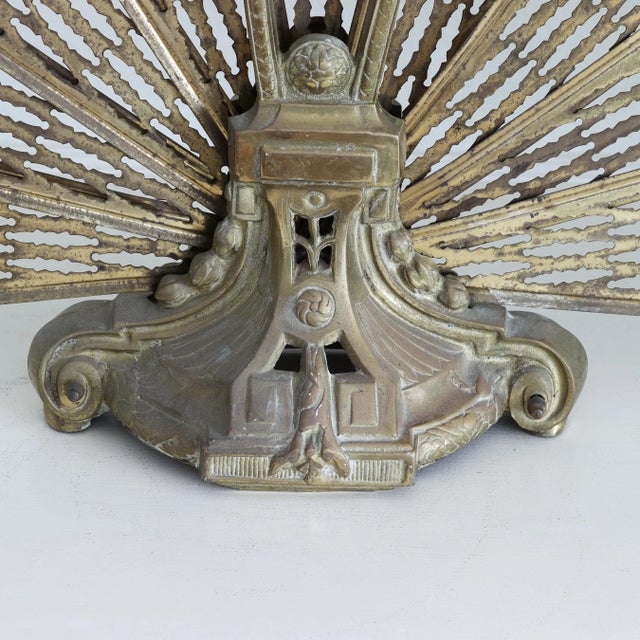 1960s Vintage Peacock Fan Fireplace Screen With Victorian Cameo For Sale - Image 5 of 8