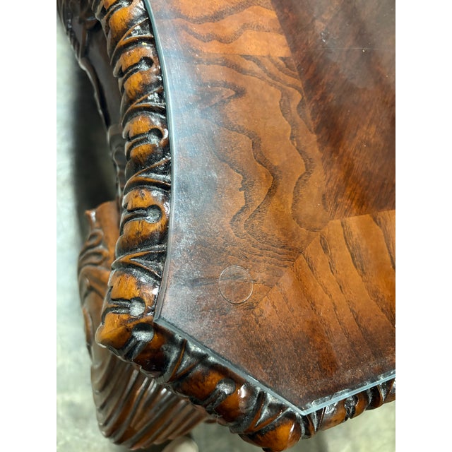 1990s Intricately Carved Solid Mahogany Sofa Table Circa 2000 in Nashville For Sale - Image 5 of 8