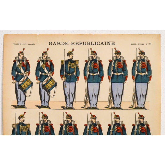 French 1880s - 1890s French Military Print - Imagerie d'Épinal #70 - Garde Républicaine For Sale - Image 3 of 3