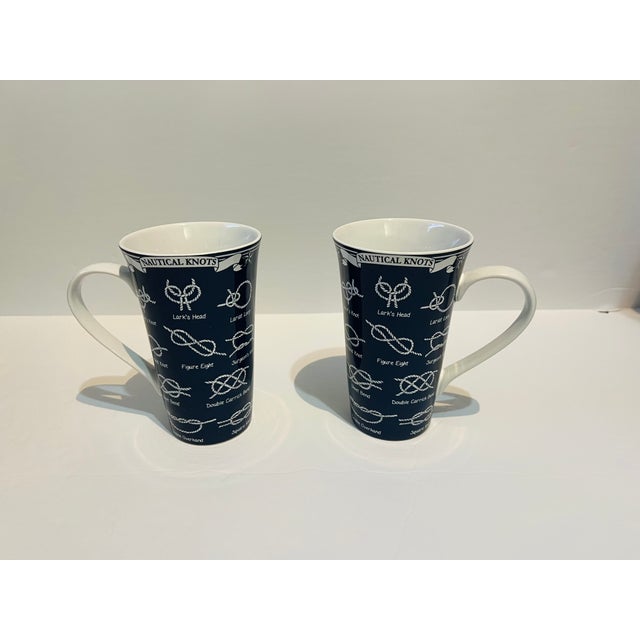2010s Vintage Blue Nautical Coffee Latte Mugs- 2 For Sale - Image 5 of 5