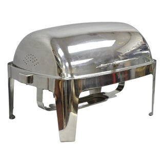 Late 20th Century Sunnex Stainless Steel Rolling 8.5l Chafing Dish Buffet Chafer Catering Server For Sale