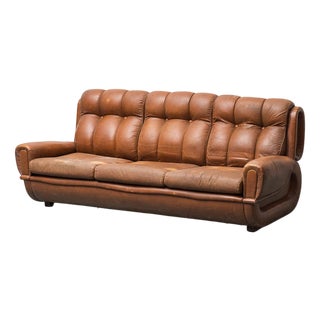 Vintage Three-Seater Leather Sofa, 1970s For Sale