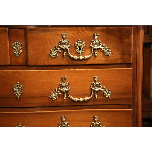 Bronze 18th Century French Louis XIV Carved Walnut and Bronze Chest of Drawers For Sale - Image 8 of 10