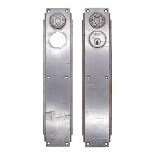 Pair of Nickel Art Deco Philadelphia Civic Center Door Push Plates For Sale