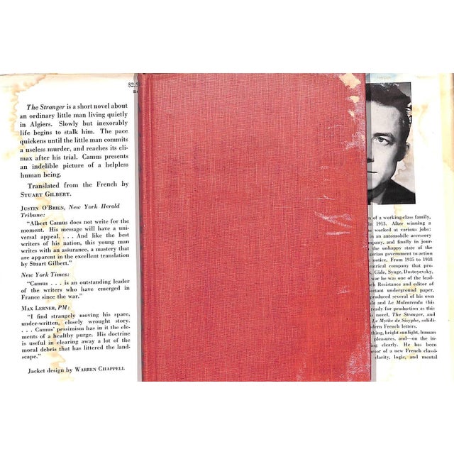 CAMUS, Albert Translated by Stuart Gilbert [154] pp. Alfred A. Knopf 1948 Third Printing Jacket design by Warren Chappell...