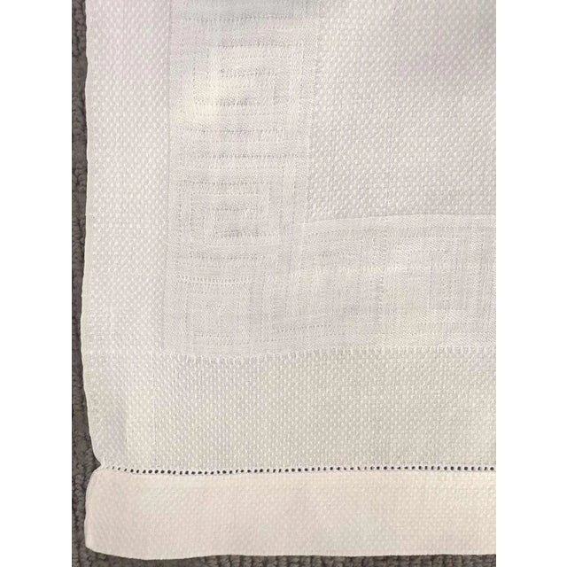 Textile Antique French Heirloom Linen Hand Towel Monogram D Greek Key Wreath Jacquard Trousseau Linen Hemstitched Guest Towel Oversized For Sale - Image 7 of 9
