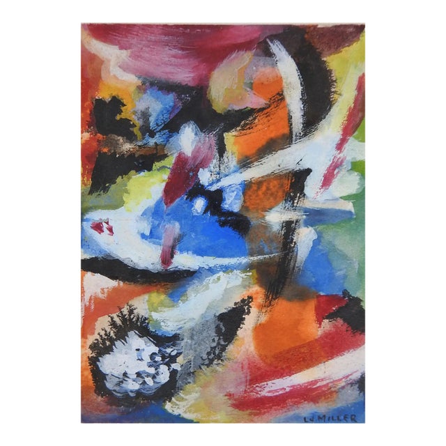 Small Mid 20th Century Colorful Abstract Painting For Sale