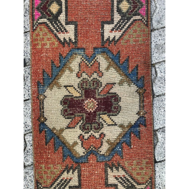 Tribal 1960s Vintage Handmade Small Rug For Sale - Image 3 of 6