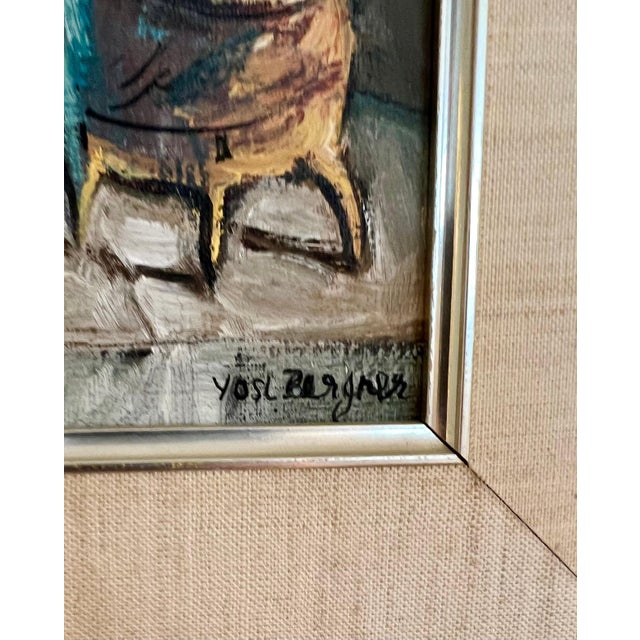 Modern Yosl Bergner, Israeli Yosl Bergner Modernist OIl Painting Kitchen Bottles Coffee, Vase For Sale - Image 3 of 8