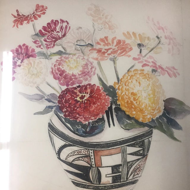 Original watercolor painting on paper Unsigned in vintage gold frame 18 x 22 overall size with vintage frame is 21.5 x 26