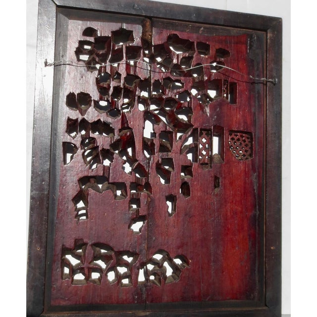 Wood Antique Chinese Wood Carved Scenic Panel For Sale - Image 7 of 8