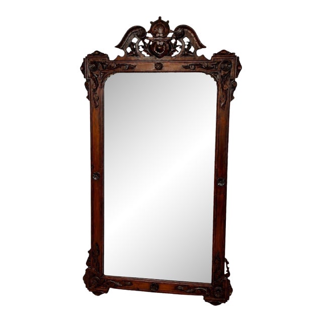 Large Renaissance Revival Hardwood Mirror, Early 20th-Century For Sale