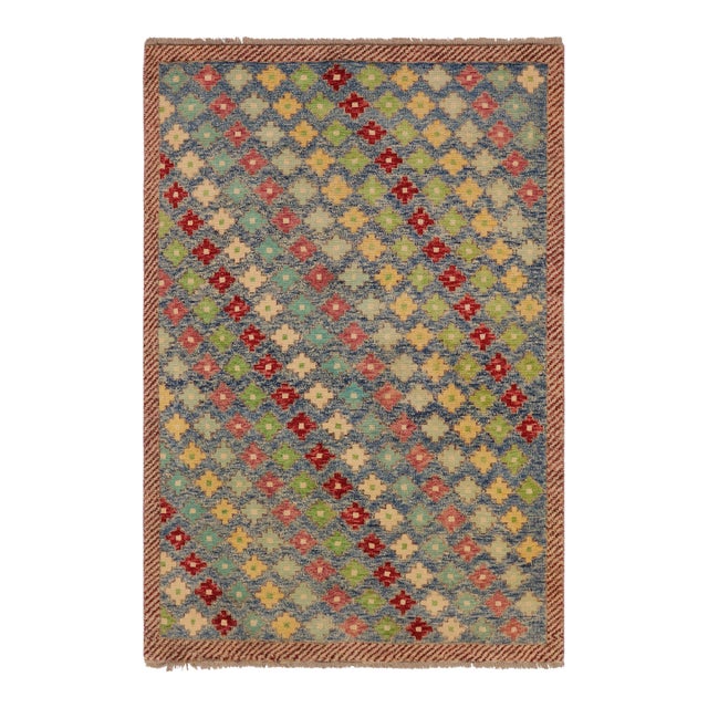 Contemporary Balochi Blue/Red Wool Rug - 4'1''x6'0'' For Sale