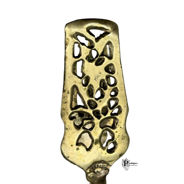 Vintage Italian Rococo Style Brass Serving Utensil/ Tongs For Sale In Greensboro - Image 6 of 7