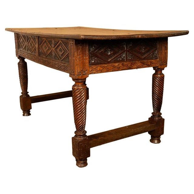 Antique 17th Century Baroque Carved Walnut Spanish Table Desk Navarre 1650 For Sale - Image 10 of 18