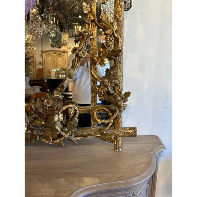 Gold French Louis XVI Giltwood Tree Mirror For Sale - Image 8 of 9