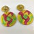 Multicolor Red, Yellow and Green Lucite Disk Dangling Clip-on Earrings For Sale - Image 4 of 8