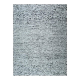 6x9 Gray Hand-Knotted Silk Solid Subtle Textured Field Modern Carpet Rug For Sale