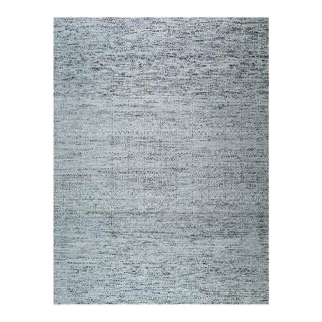 6x9 Gray Hand-Knotted Silk Solid Subtle Textured Field Modern Carpet Rug For Sale