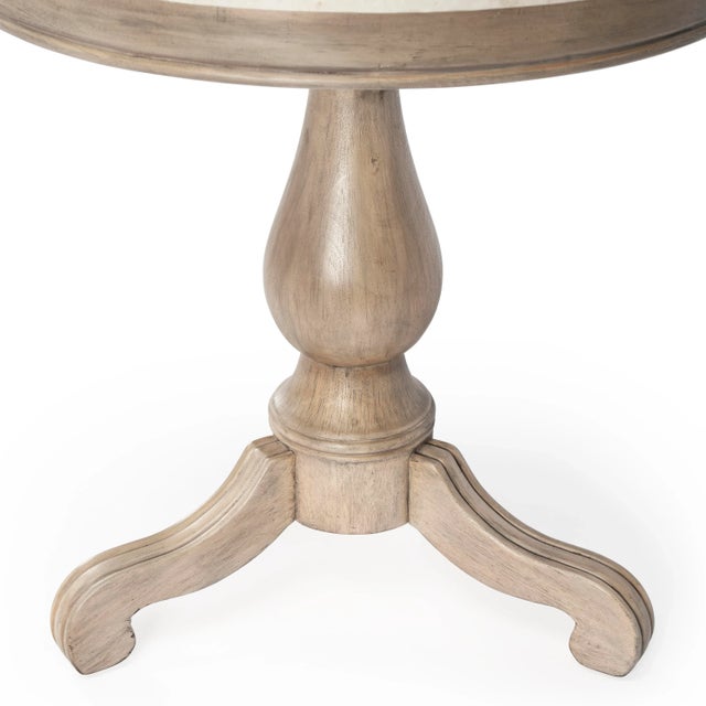Danielle Marble 24" Pedestal Accent Table, Tan/Beige For Sale In Chicago - Image 6 of 9