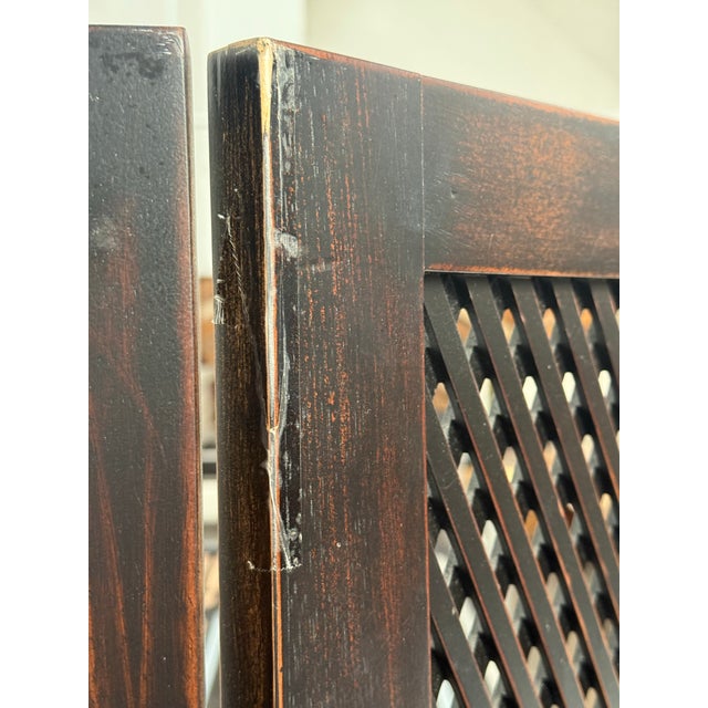 Wood Lattice Folding Screen, Large For Sale - Image 4 of 12