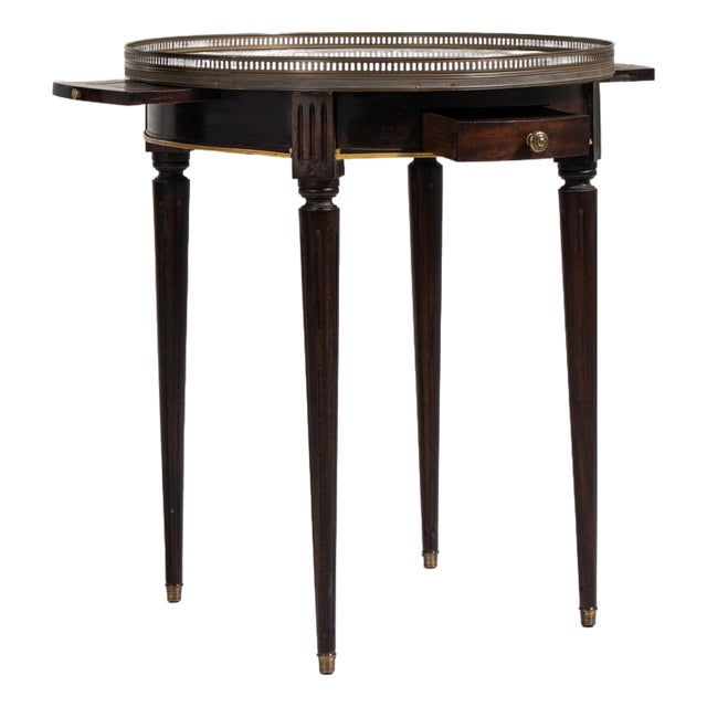 Bouillotte Table with Marble Top and Brass Accents, Antique, France, 19th Century For Sale