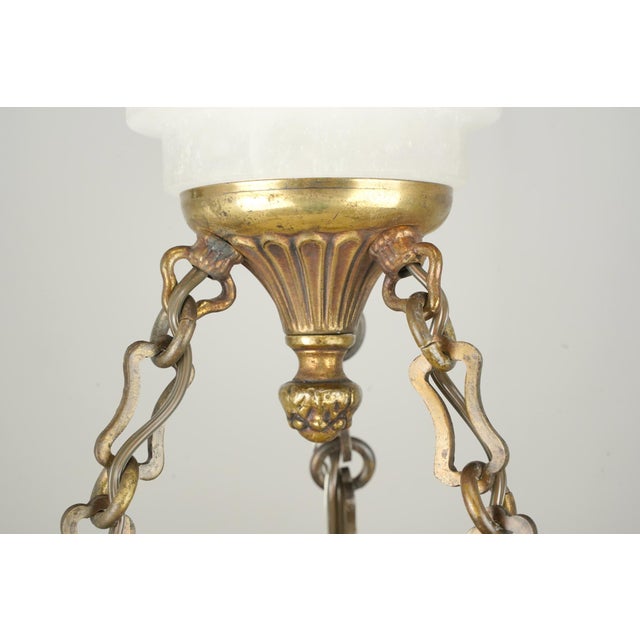 Mid 20th Century Restored French Art Deco White Alabaster Dish Pendant Light For Sale In New York - Image 6 of 8