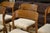 Set of six chairs with bentwood sled bases, typical of 1960s design. Beechwood frame with a lovely honey patina, flowing...
