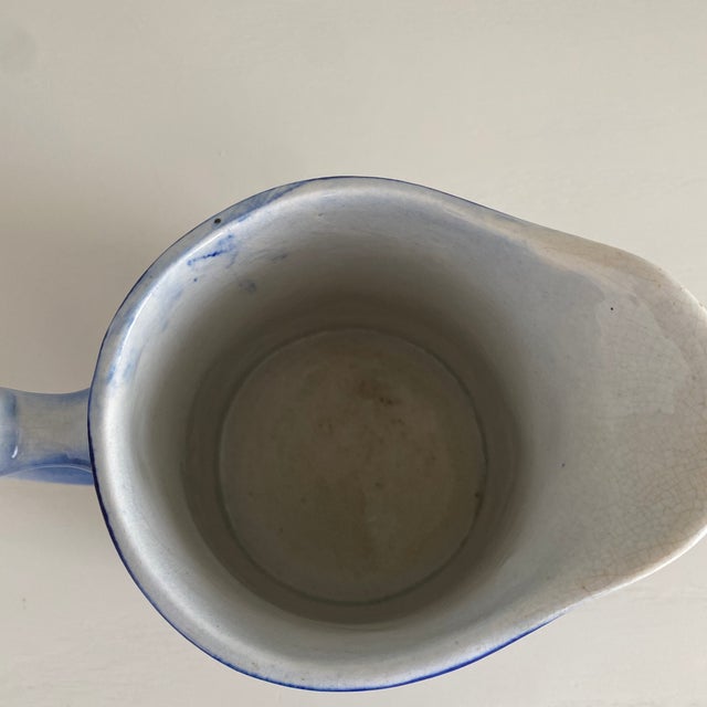 Antique Red Wing Stoneware Flow Blue Pitcher For Sale In Dallas - Image 6 of 12