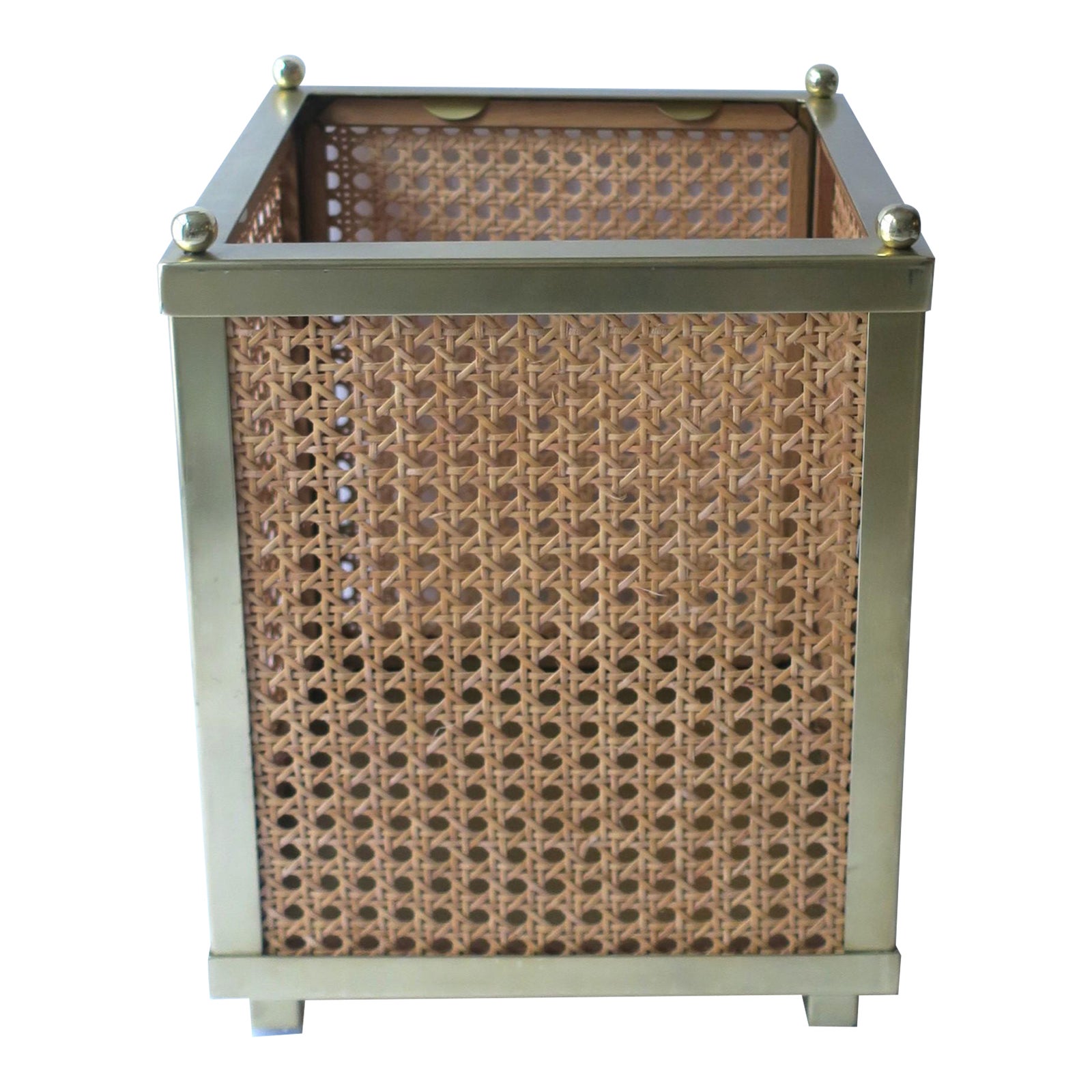 Wicker Cane Wastebasket Trash Can | Chairish