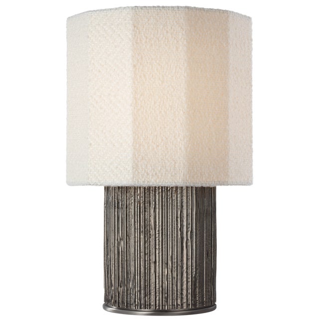 Modern Anne-Marie Barton by Visual Comfort Signature Fumar 18" Table Lamp in Ridged Graphite with Bouclé Shade For Sale - Image 3 of 3