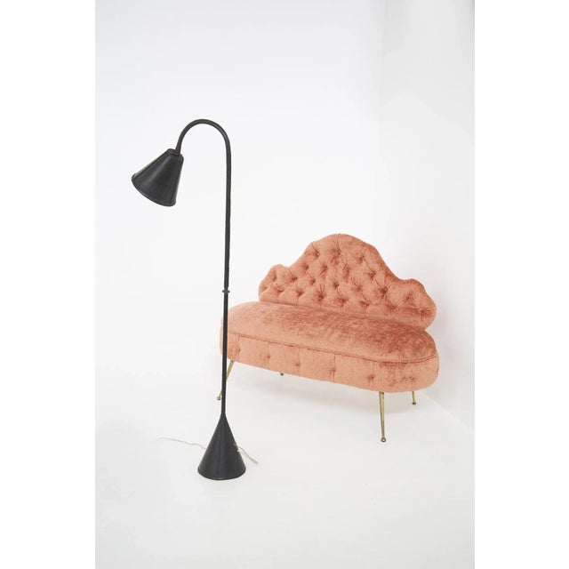 Italian Damask Fabric Capitonnè Sofa For Sale - Image 13 of 16