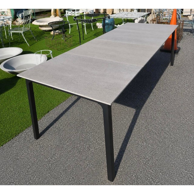Gray Brown Jordan Adapt 96” Outdoor Dining Table – Nebbia Dekton Stone Top – Contemporary Aluminum Frame For Sale - Image 8 of 9