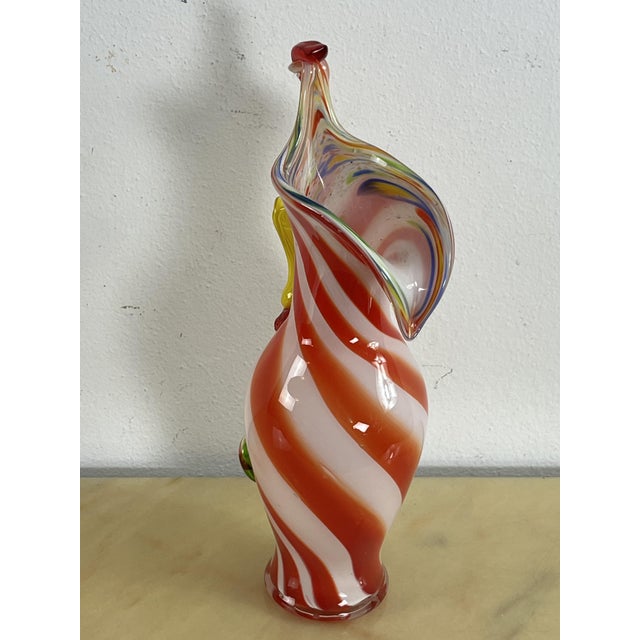 Mid-Century Polychrome Murano Glass Rooster and Flower Vase, 1950s For Sale - Image 10 of 12