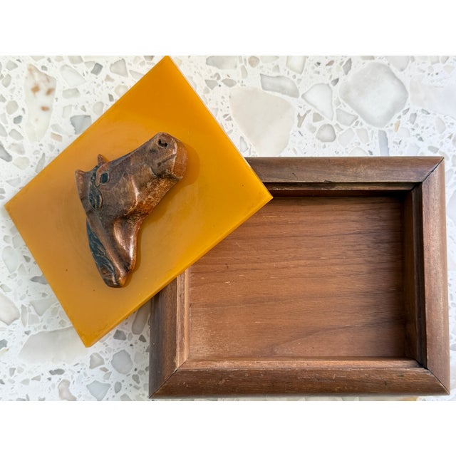 1970s Hand-Carved Wooden Horse Head Box For Sale - Image 5 of 6