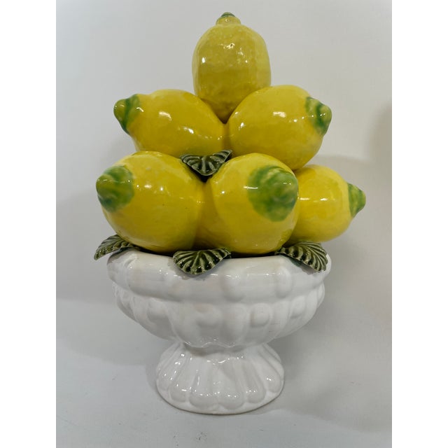 Mid 20th Century Vintage Majolica Lemon Topiary on Pedestal Bowl From Portugal For Sale - Image 5 of 16