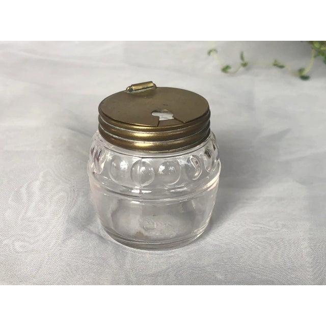 Antique Glass Inkwell Bottle With Brass Hinged Lid For Sale - Image 13 of 13