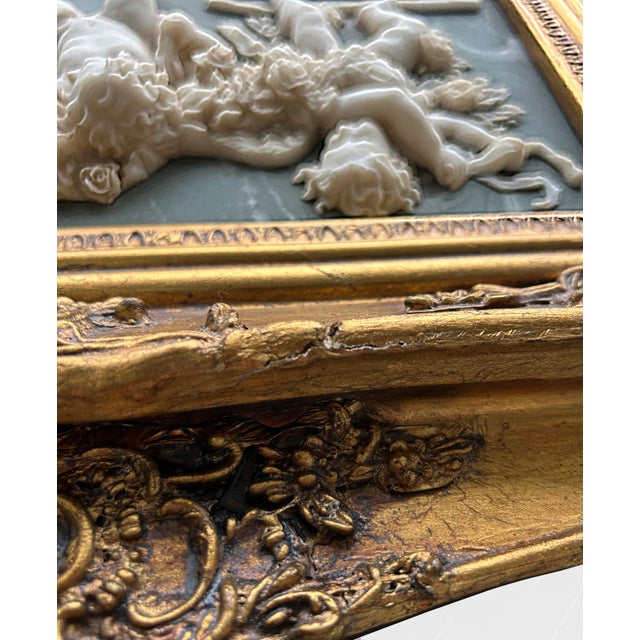 19th-C. French Neoclassical Beveled Trumeau Mirror, Cherub Bas-Relief Panel For Sale - Image 9 of 11