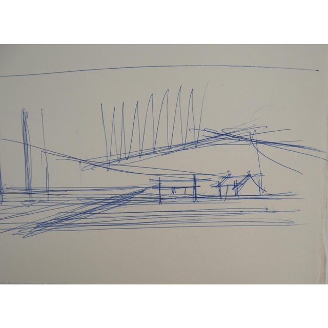 Modern Bernard Buffet, Provence, Landscape with Mountains, Original Ink Drawing For Sale - Image 3 of 8